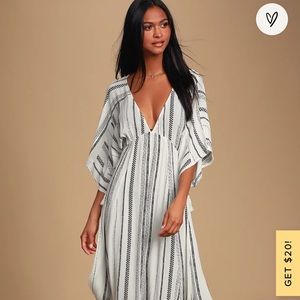 Lulus sAugas Santa’s Black and White Striped Swim Cover-Up flowy beach dress